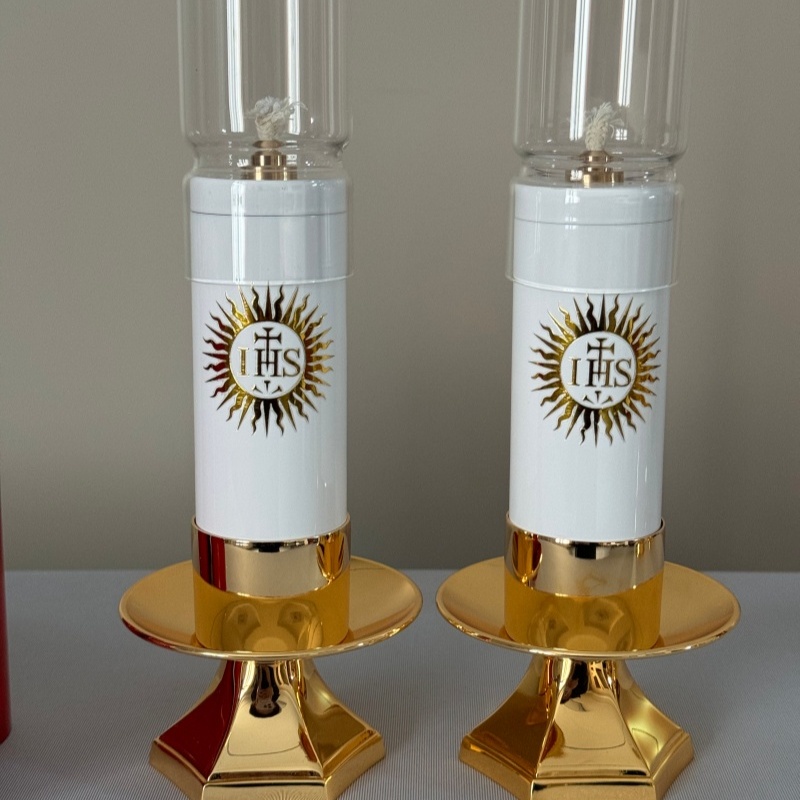 Candle Supplies Europe - Portacandele cattolico in ottone con base